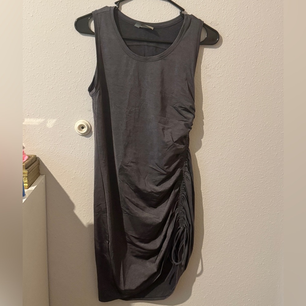 Athleta Charcoal Ruched Adjustable Length Athletic Material  Mini Dress